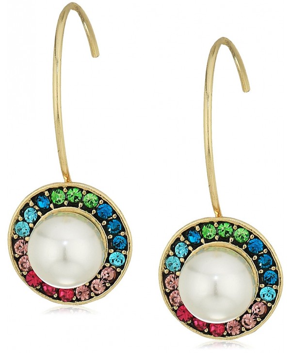 Betsey Johnson Womens Multicolor Stone and Pearl Drop Earrings - MULTI - C4183MG79UU