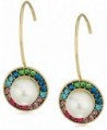 Betsey Johnson Womens Multicolor Stone and Pearl Drop Earrings - MULTI - C4183MG79UU