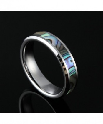 Tungsten Abalone Couple Wedding Beveled