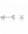 14k White Gold Cubic Zirconia Princess Cut Stud Earrings with Screw Backs - CH182MO2QT4