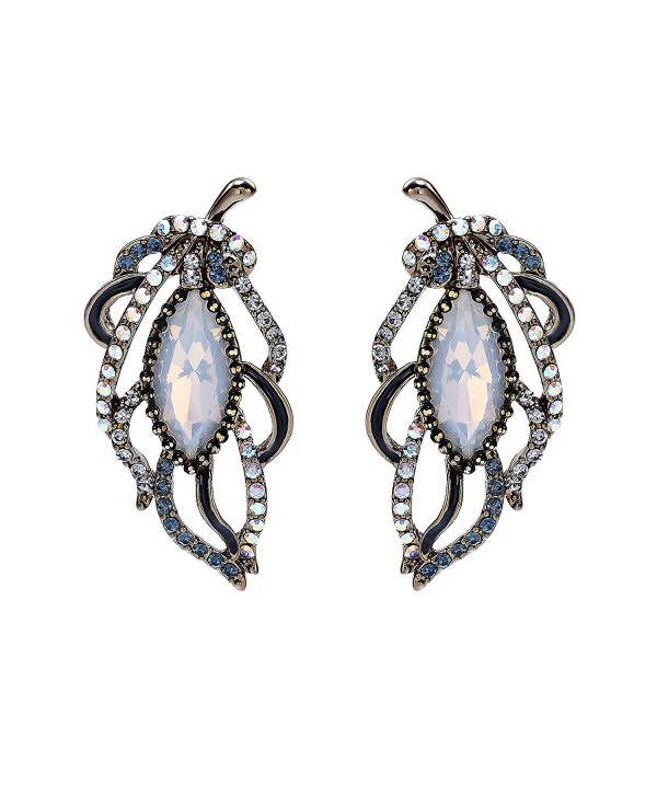 OKAJEWELRY Stud Earrings Silver Leaf Flower Cubic Zircon Earring for Women Jewelry 1 Pair - C21206X8YDR