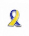 Down Syndrome Awareness Blue & Yellow Awareness Lapel Ribbon Pins (25 Pins in Bulk) - " Lapel Ribbon Pin " - C61221LTPCL