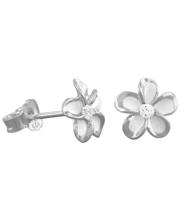 Sterling Silver 7mm Plumeria Stud Earrings - CN117WLTG4D