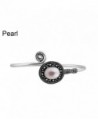 4.20ctw-9x11 mmOval Genuine Gemstone & Created & 925 Silver Plated Bangle Made By Sterling Silver Jewelry - Pearl - C5182LLR8EU