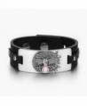 Tree of Life Live Love Be Your Self Celtic Magic Amulet Pink Simulated Cats Eye Black Leather Bracelet - CX129CIS7MZ