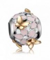 925 Sterling Silver Magnolia Bloom Enamel & CZ Charms Bead for European Bracelets Women Girl Gifts - Bead - C8184IA2QC3