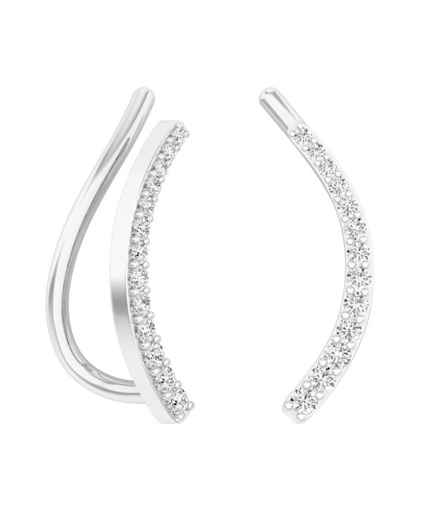 0.15 Carat (ctw) Sterling Silver Round Cut White Diamond Ladies Crawler Climber Earrings - CA17YT0Z27S