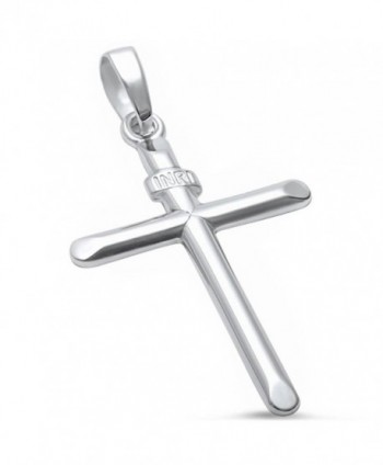 Solid Cross .925 Sterling Silver Pendant 1.5" - CZ11VX4MFKH