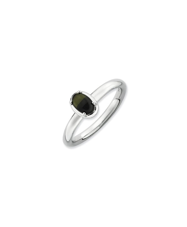Sterling Silver Stackable Oval Black Onyx Cabochon Ring - CN1188BRYLX