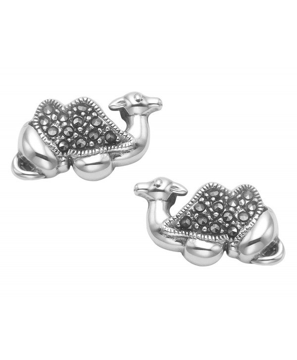 Sterling Silver Marcasite Camel Stud Earrings - CP11HOWC9Q7