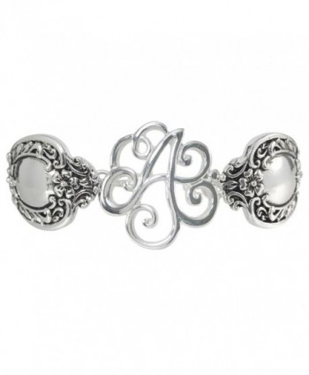 Spoon Handle Style Monogram Initial Silver Tone Magnetic Clasp Bracelet - C112GJGA1V7