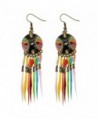 Fashion European Muti Resin Beaded Small Feather Drop Earring Tassel Long Dangle Earrings - Colorful - CN12M2GWVRB