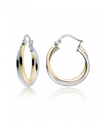 Hoops & Loops Sterling Silver Intertwining Square-Tube Polished Hoop Earrings - C712I6T3CUX