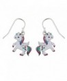 Lux Accessories Silver Tone White Red Blue Green Enamel Unicorn Drop Earring - CC1878OEAY4