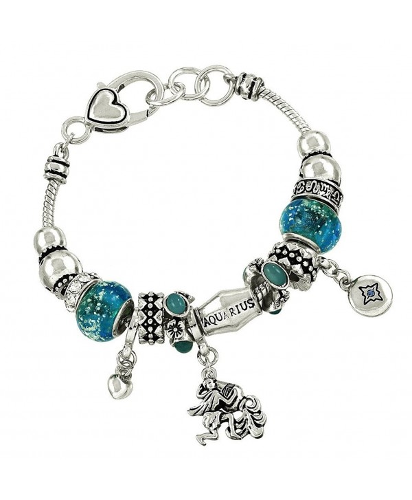 DianaL Boutique Aquarius Zodiac Horoscope Charm Bracelet Water Bearer Gift Boxed - CK11ATLNI55