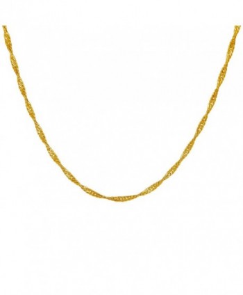 18k Gold Plated 1.2mm Twisted Chain Necklace All Sizes - CY12B6ZS6WD