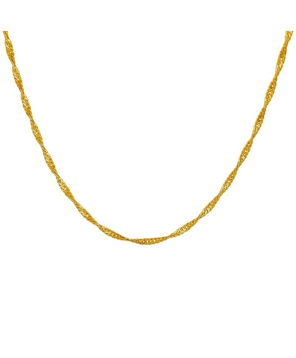 18k Gold Plated 1.2mm Twisted Chain Necklace All Sizes - CY12B6ZS6WD