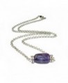Amethyst Nugget and Crystal Roundell Chain Necklce 18" Assembeled in the U.S.A - CA12M0S4MIH