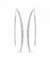 35mm Half Eternity Threader Hoop Earrings Micro Pave Round Cubic Zirconia 925 Sterling Silver - C812MXNSN6P
