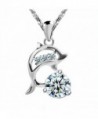 FB Sterling Silver Coating Cheerful Dolphin Match Transparent Diamond Pandent Necklaces - CR122025I7R