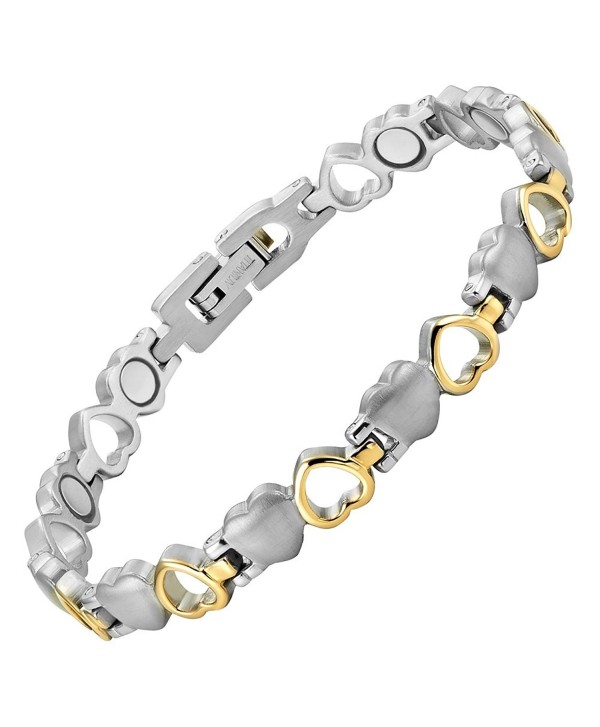 Womens Love Heart Titanium Magnetic Therapy Bracelet Adjustable By Willis Judd - CD113OED6RF