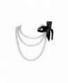 Fun/Flirty White Pearl 60" Necklace with Removable Black Ribbon - Faux Pearl Prom / Bridesmaid Jewelry - CL116YGQVRH