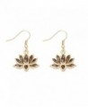 MANZHEN Lotus Flower Blossom Earrings Nature Abalone Paua Shell Dangle Earrings - gold - CK182XSO8QX