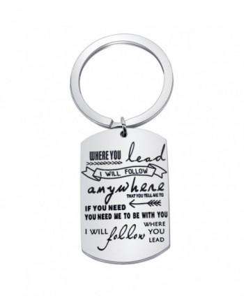 ZUOBAO Where You Lead I Will Follow Hand Stamped Mother and Daughter Necklace - Keyring - CA186O4374I