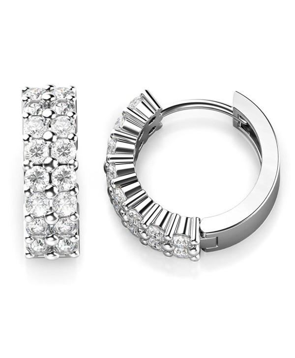 925 Sterling Silver Round CZ Cubic Zirconia Huggie Hoop Earrings - CN127WDXSDZ