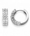 925 Sterling Silver Round CZ Cubic Zirconia Huggie Hoop Earrings - CN127WDXSDZ