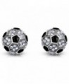 Small Crystal Embellished Soccer Ball Stud Earrings Silver Tone Girls- Teens- Women - Silver & Black - C4126AVBW1J
