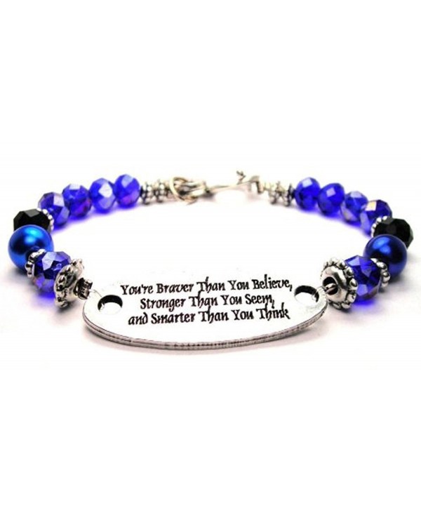 You're Braver Than You Believe- Stronger Than You Seem Blue Crystal Beaded Toggle Bracelet - CA11FA7M7OL