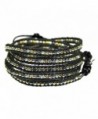 Beautiful Silvertone- Goldtone- Gray Nugget Bead Leather Wrap Bracelet- 5 Times Wrap - CF110OMB1BX