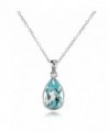 Sterling Silver Blue Topaz Bezel-Set Pear Teardrop Pendant Necklace - Large - 12x8mm - C3186Z5UESU