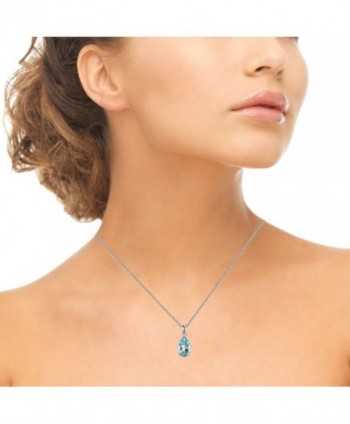 Sterling Bezel Set Teardrop Pendant Necklace