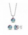 3.00 Ct 6mm Mercury Mist Mystic Topaz 925 Sterling Silver Stud Pendant Earrings Set - C612J386Y6P