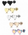 LOYALLOOK 5 Pairs Stainless Steel Heart Stud Earrings Barbell Piercing Studs for Women Men Teens - C918647AKE5