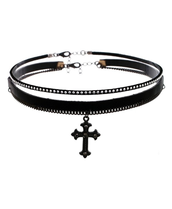 MYS Collection Women's Popular Halloween Studded Cross Choker Necklace for Her - CZ12DSDTRVP