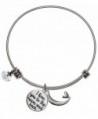 Carly Creation I Love You To The Moon And Back Silver Expandable Charm Bangle Bracelet - CV12JQPPXDZ