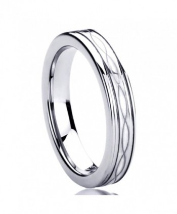 4MM Titanium Womens Rings Laser Etched Infinity Patterned Comfort Fit Wedding Bands - CF11DT78W3P