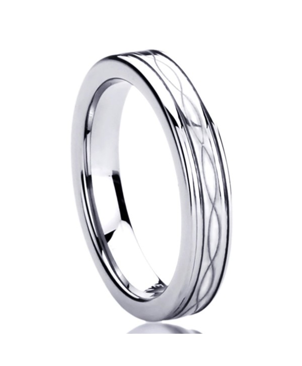 4MM Titanium Womens Rings Laser Etched Infinity Patterned Comfort Fit Wedding Bands - CF11DT78W3P