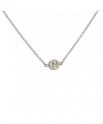 Lux Accessories Delicate Simple Round "M" Initial Name Pendant Necklace. - C8129G6R37D