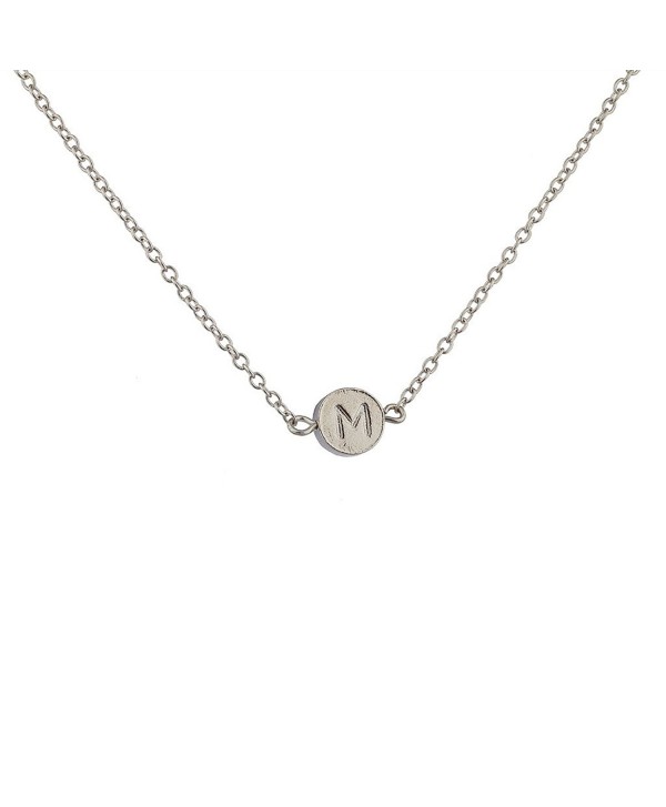 Lux Accessories Delicate Simple Round "M" Initial Name Pendant Necklace. - C8129G6R37D