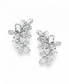 Mariell Bridal Wedding CZ Clip Earrings with Marquis-Cut Clusters - Great Mother of Bride Clip Ons - CK11ZP6UFO7