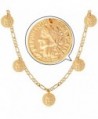 U7 Women 18K Gold Plated Queen Coin Charm Figaro Chain Necklace - C51263AA2MB