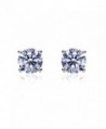 14K White Gold Round Cubic Zirconia Basket Setting Solitaire Stud Earrings (Other Sizes) - CB116WHUMOB