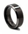 MJ 8mm Mirror Polish Black Tungsten Carbide Ring w/ Silver Edge Wedding Band - C211LSMTNA3