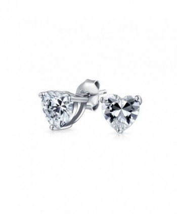 Bling Jewelry Classic CZ Heart Stud earrings 925 Sterling Silver 5mm - CX115W5CK8P