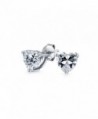 Bling Jewelry Classic CZ Heart Stud earrings 925 Sterling Silver 5mm - CX115W5CK8P