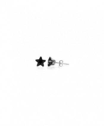 Gem Avenue 925 Sterling Silver 5mm Star Black Cubic Zirconia Post Back Stud Earrings - CE1123LQJAP